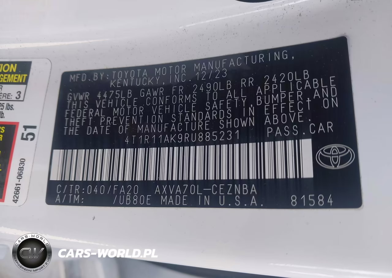 2024 Toyota Camry Le VIN:4T1R11AK9RU885231 - 9