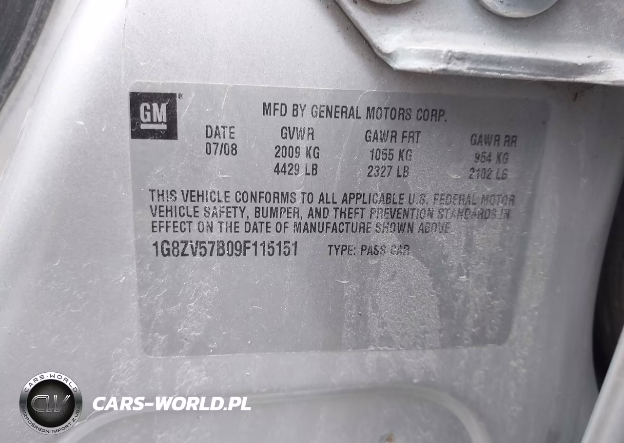2009 Saturn Aura Xr VIN:1G8ZV57B09F115151 - 9