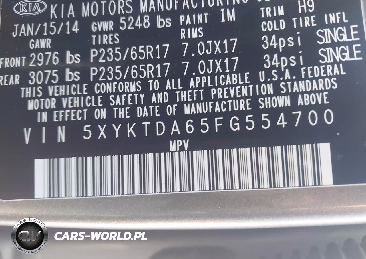 2015 Kia Sorento Lx VIN:5XYKTDA65FG554700 - 9
