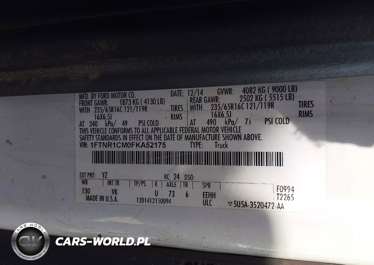 2015 Ford Transit-250 VIN:1FTNR1CM0FKA52175 - 9