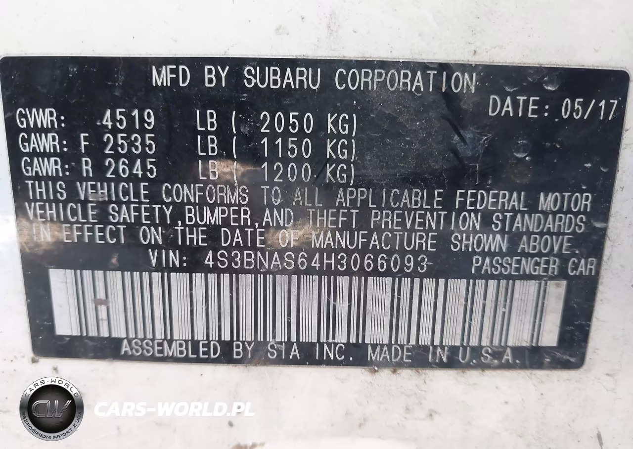 2017 Subaru Legacy 2.5I Sport VIN:4S3BNAS64H3066093 - 9