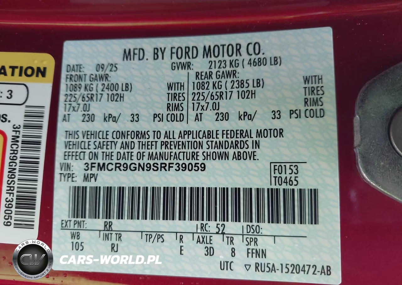 2025 Ford Bronco Sport Heritage VIN:3FMCR9GN9SRF39059 - 9
