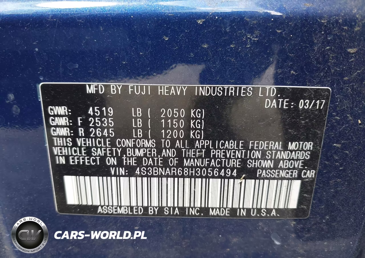 2017 Subaru Legacy 2.5I Sport VIN:4S3BNAR68H3056494 - 9