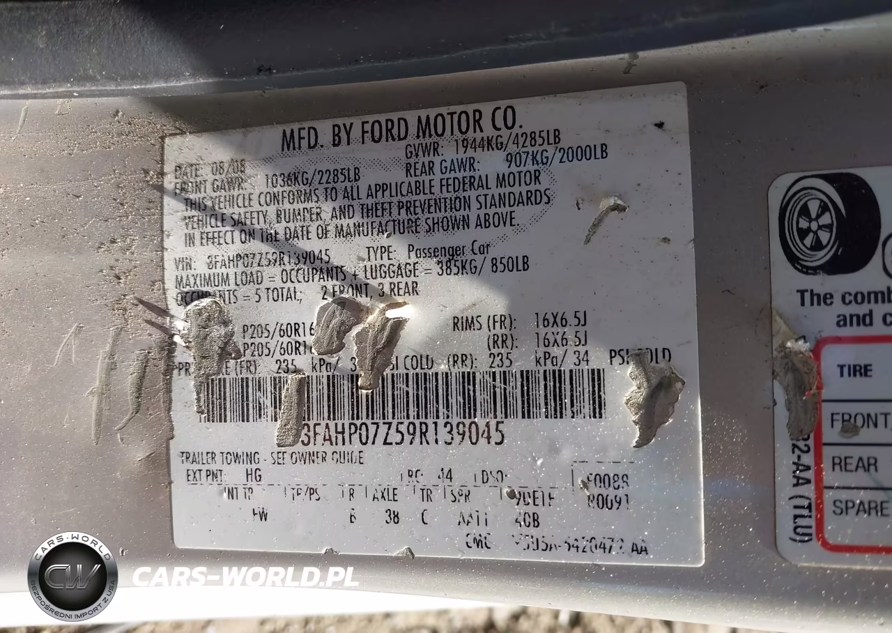 2009 Ford Fusion Se VIN:3FAHP07Z59R139045 - 9
