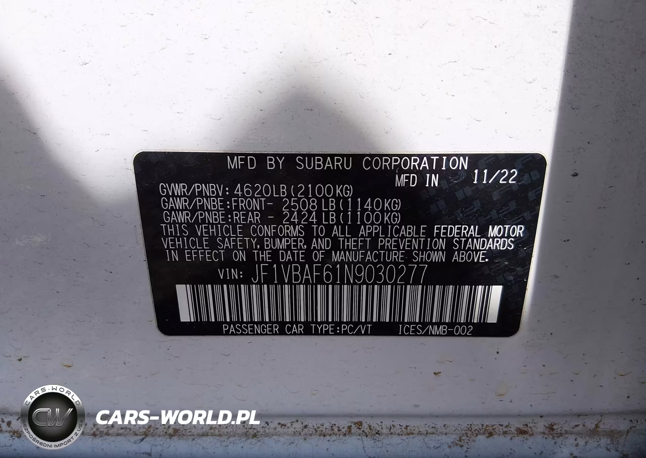 2022 Subaru Wrx Premium VIN:JF1VBAF61N9030277 - 9