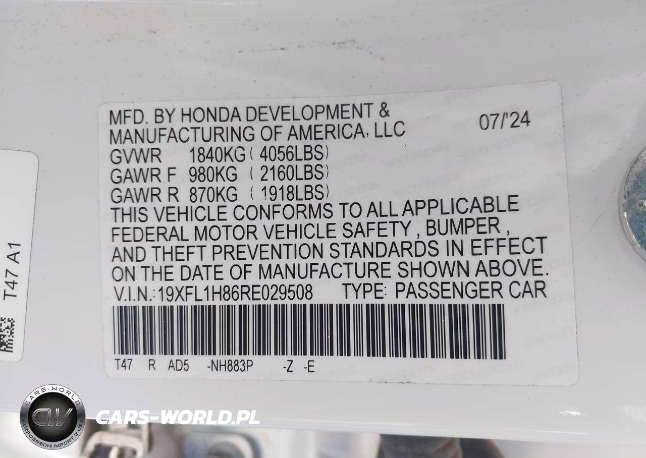 2024 Honda Civic Sport Touring VIN:19XFL1H86RE029508 - 9