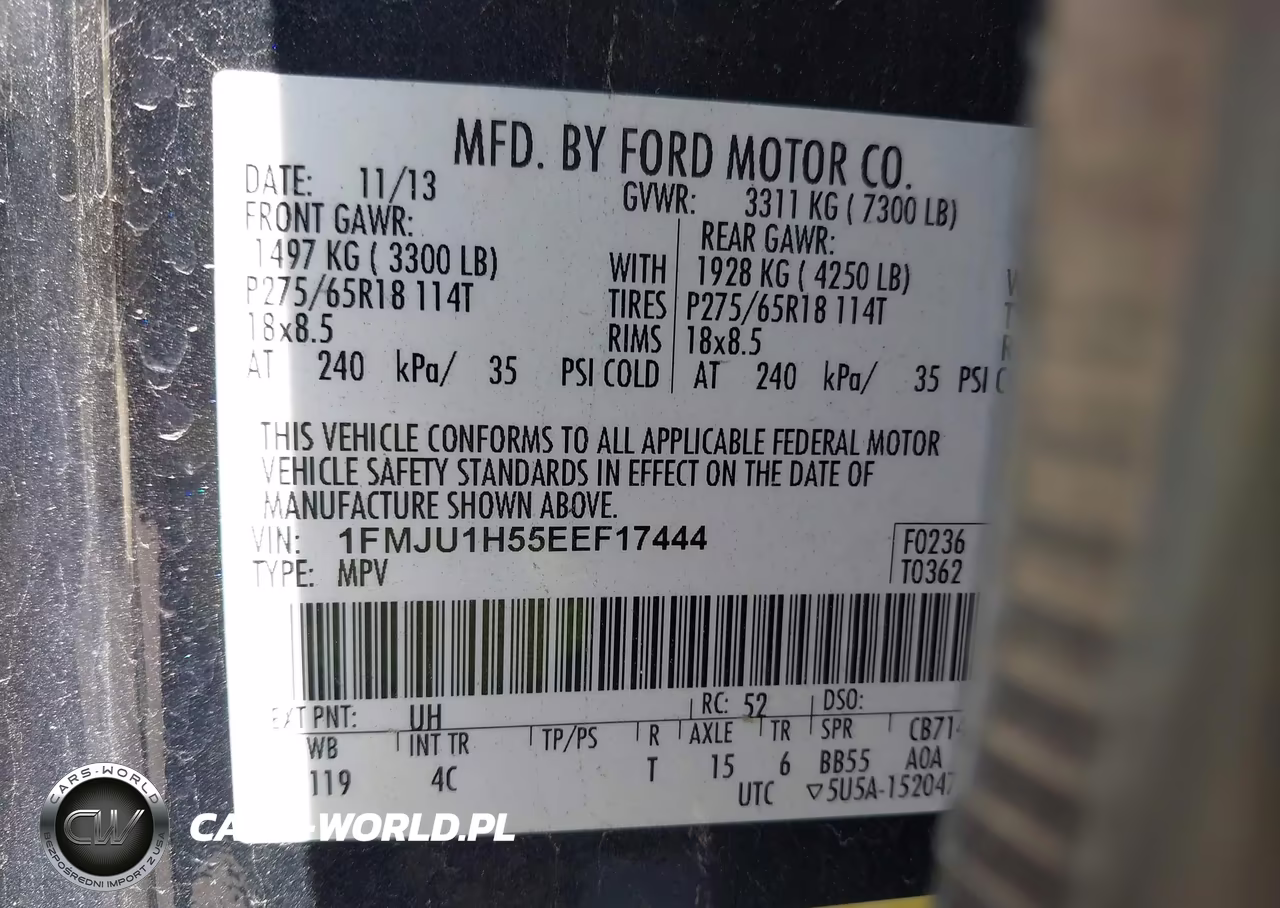 2014 Ford Expedition Xlt VIN:1FMJU1H55EEF17444 - 9