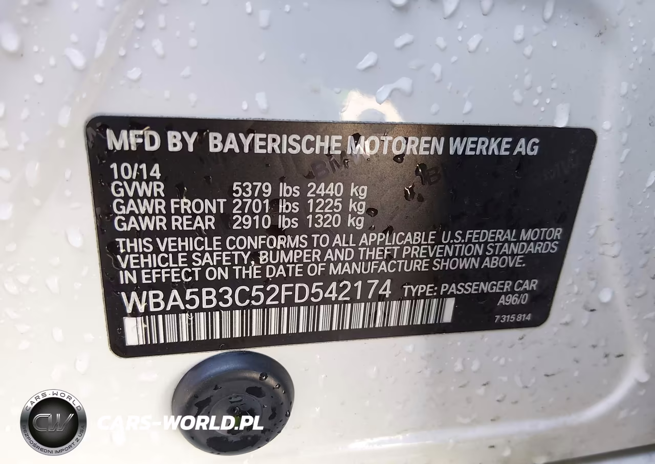 2015 BMW 535I xDrive VIN:WBA5B3C52FD542174 - 9