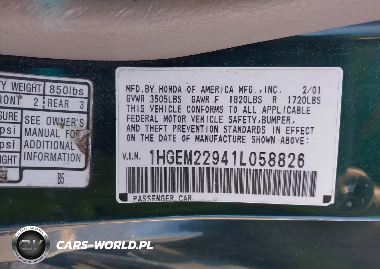 2001 Honda Civic Ex VIN:1HGEM22941L058826 - 9