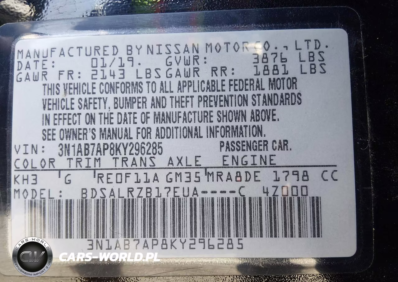 2019 Nissan Sentra Sr VIN:3N1AB7AP8KY296285 - 9