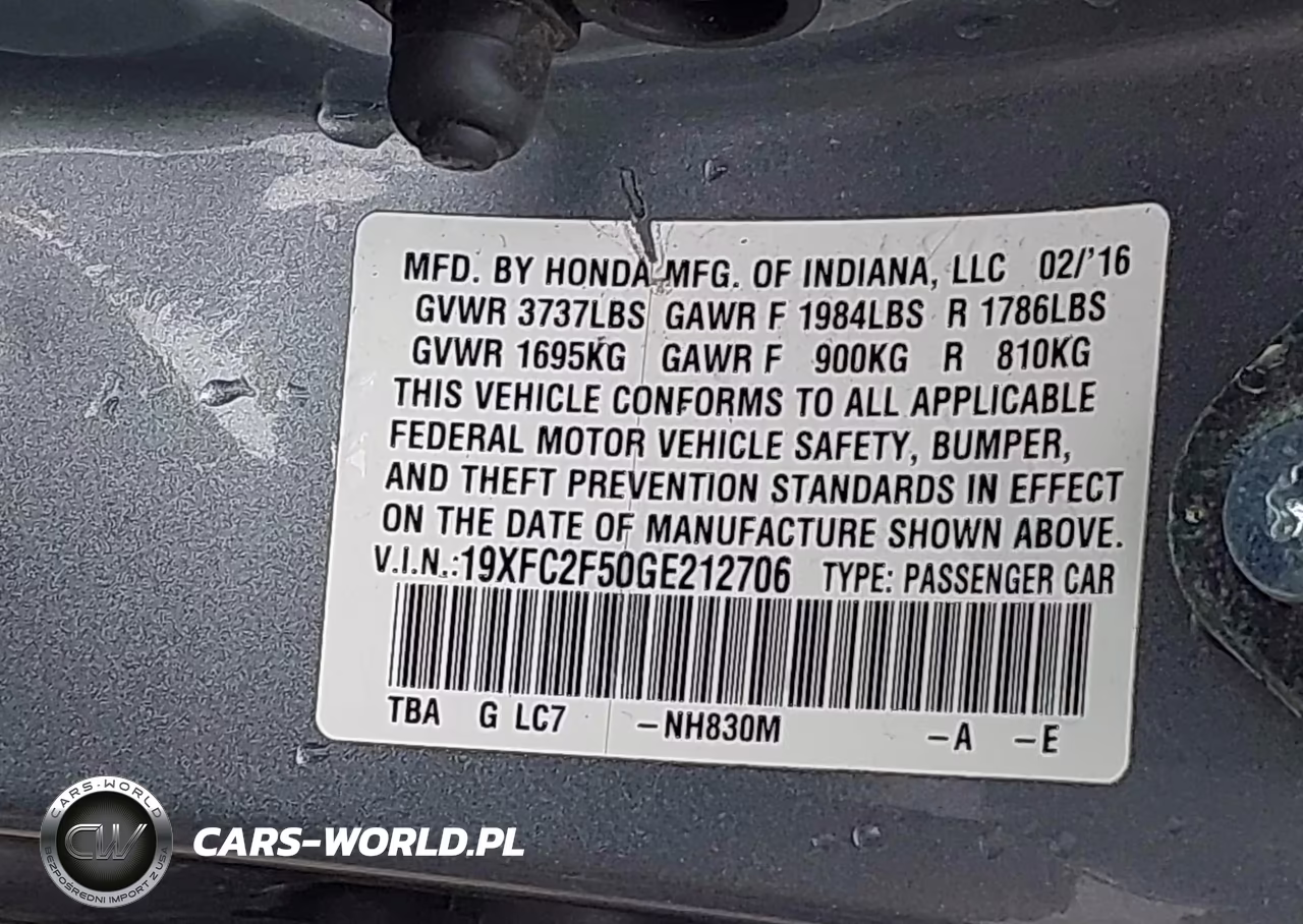 2016 Honda Civic Lx VIN:19XFC2F50GE212706 - 9