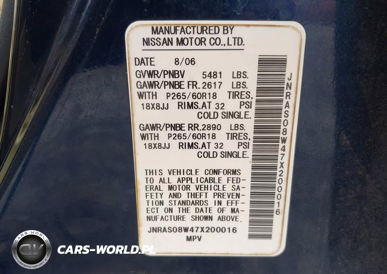 2007 Infiniti Fx35 VIN:JNRAS08W47X200016 - 9