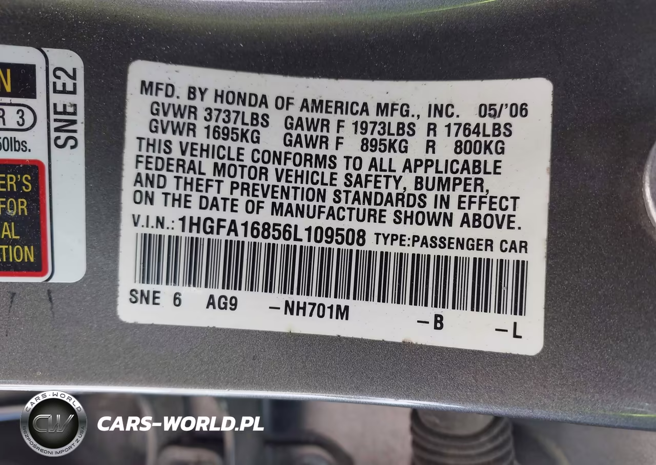 2006 Honda Civic Ex VIN:1HGFA16856L109508 - 9