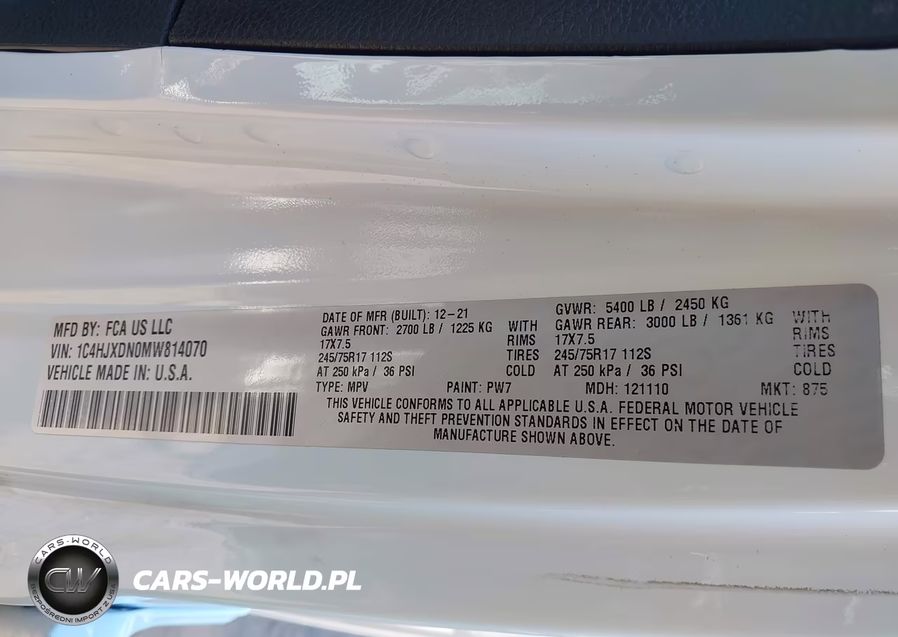 2021 Jeep Wrangler Unlimited Sport S 4X4 VIN:1C4HJXDN0MW814070 - 9