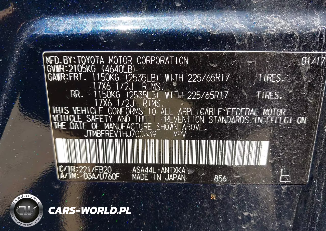 2017 Toyota Rav4 Le VIN:JTMBFREV1HJ700339 - 9