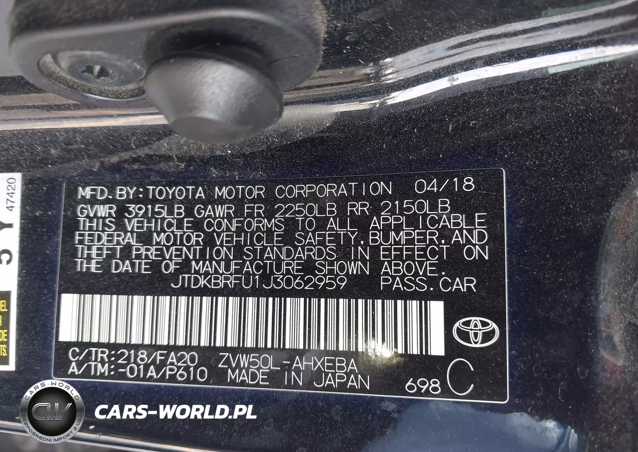 2018 Toyota Prius Two VIN:JTDKBRFU1J3062959 - 9