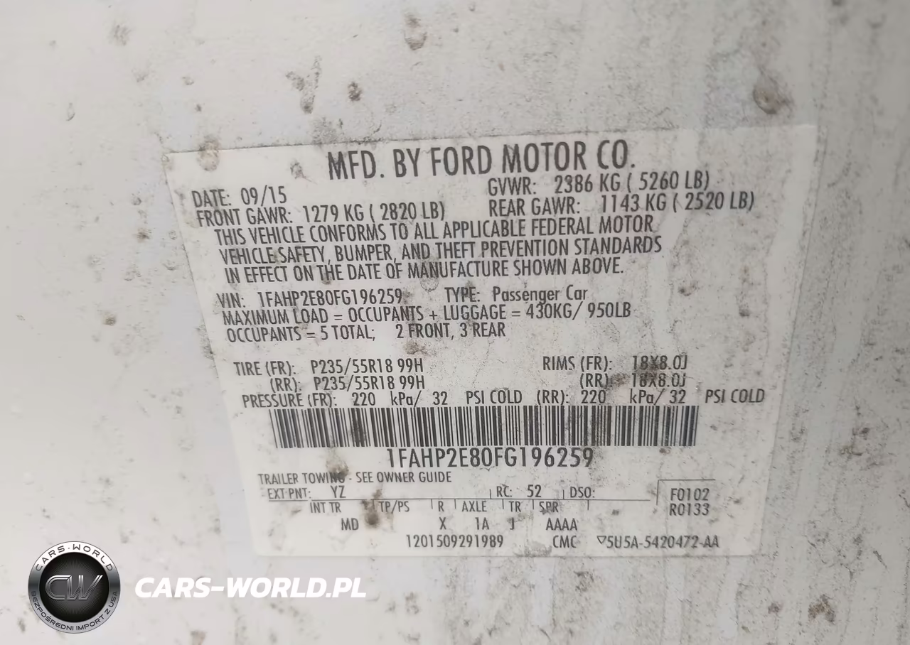 2015 Ford Taurus Sel VIN:1FAHP2E80FG196259 - 9