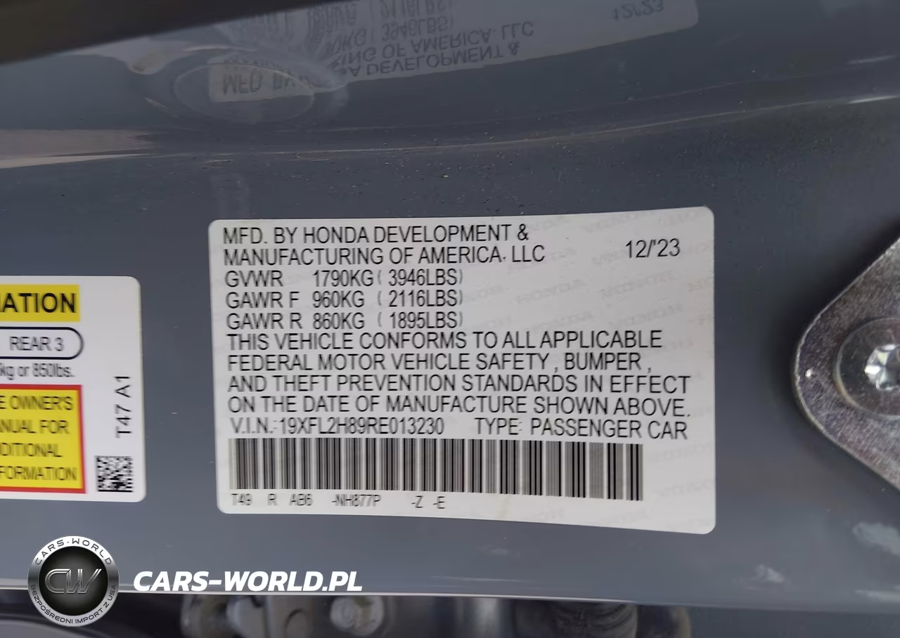 2024 Honda Civic Sport VIN:19XFL2H89RE013230 - 9