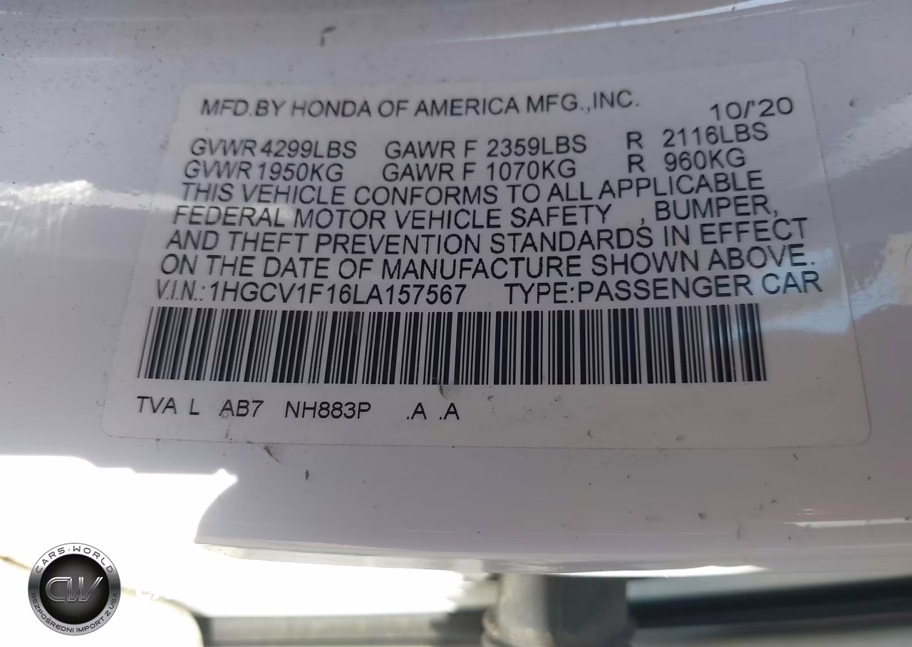2020 Honda Accord Lx VIN:1HGCV1F16LA157567 - 9