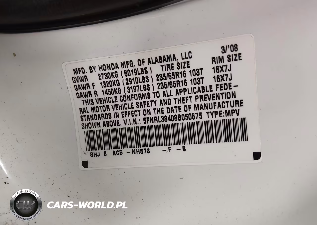 2008 Honda Odyssey Ex VIN:5FNRL38408B050675 - 9