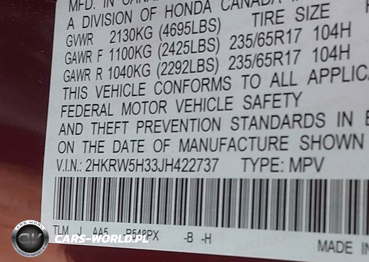 2018 Honda Cr-V Lx VIN:2HKRW5H33JH422737 - 9