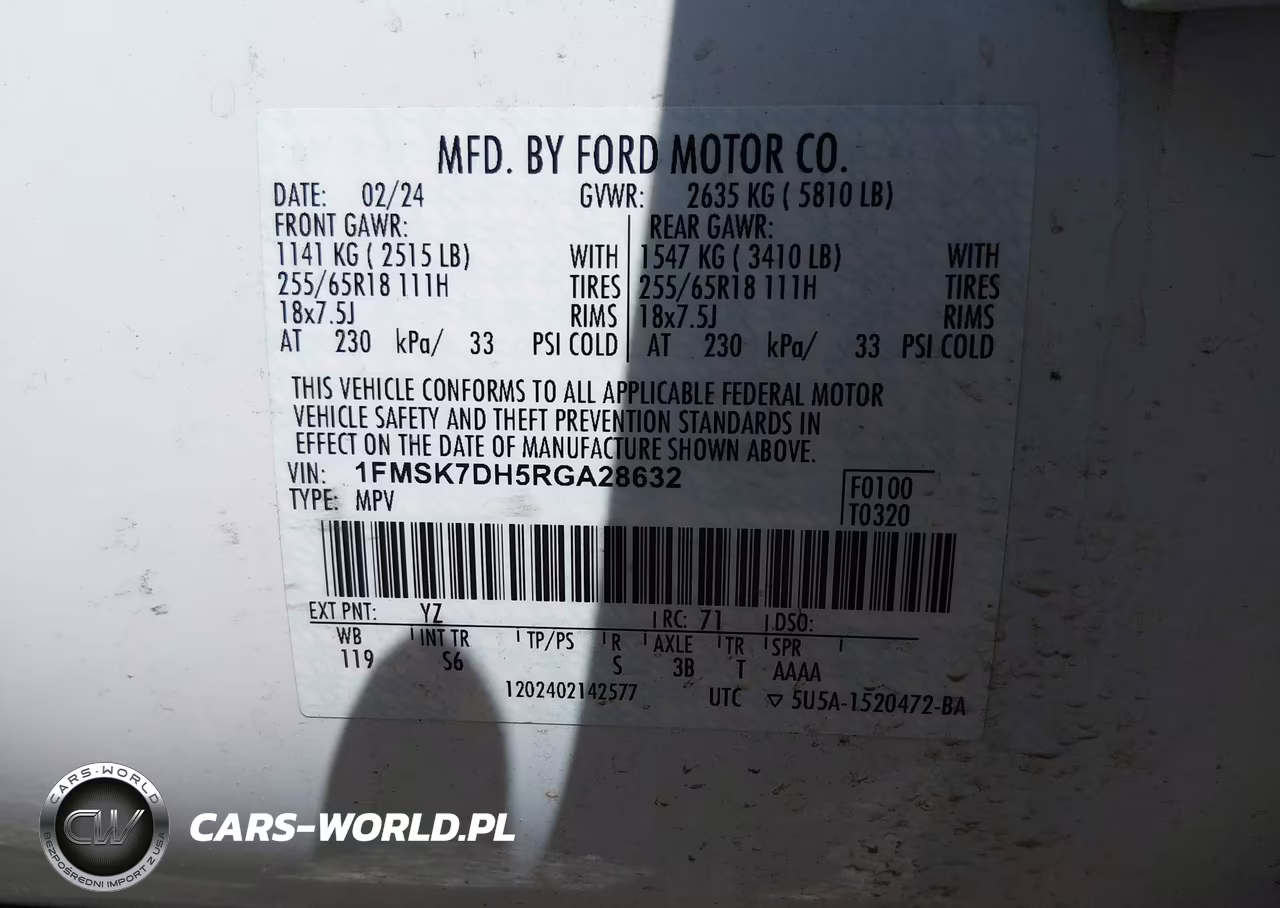 2024 Ford Explorer Xlt VIN:1FMSK7DH5RGA28632 - 9