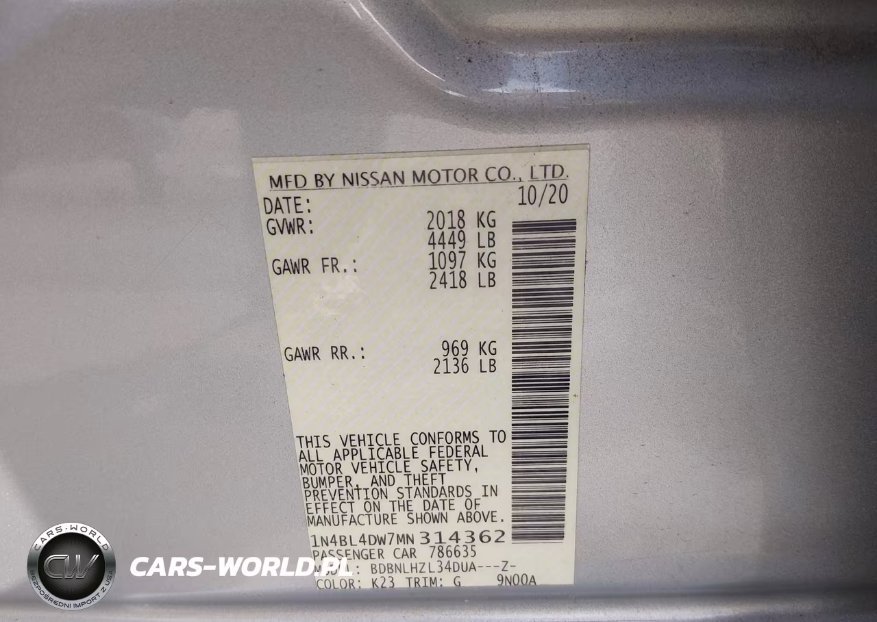 2021 Nissan Altima Sv Intelligent Awd VIN:1N4BL4DW7MN314362 - 9