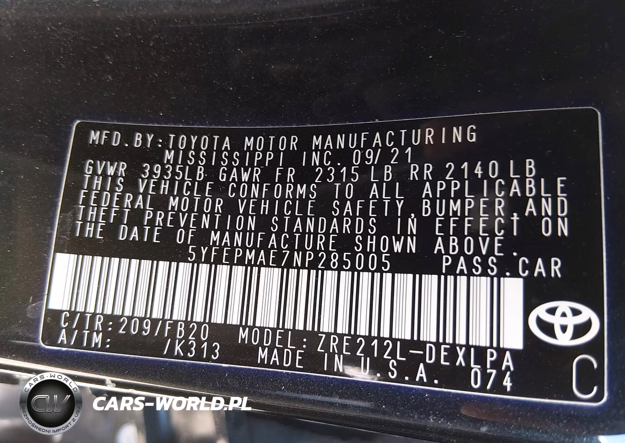 2022 Toyota Corolla Le VIN:5YFEPMAE7NP285005 - 9