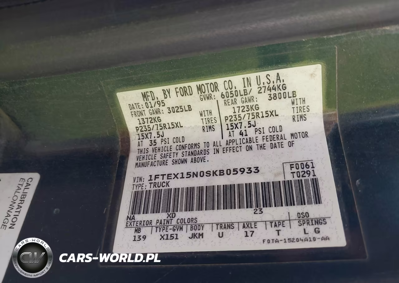 1995 Ford F150 VIN:1FTEX15N0SKB05933 - 9