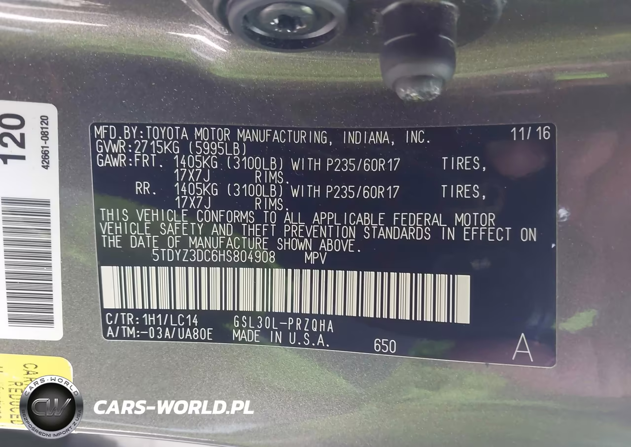 2017 Toyota Sienna Xle 8 Passenger VIN:5TDYZ3DC6HS804908 - 9