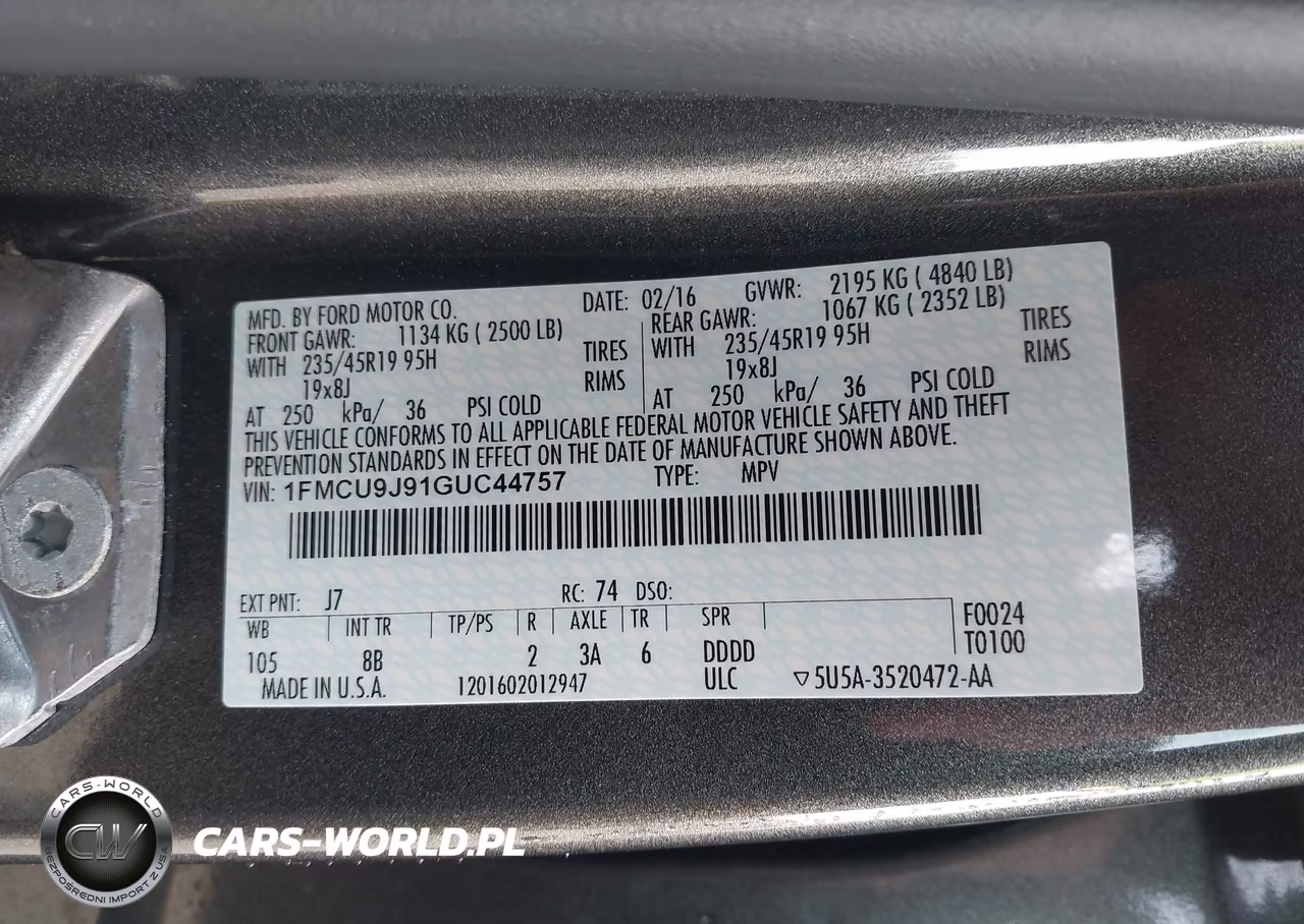 2016 Ford Escape Titanium VIN:1FMCU9J91GUC44757 - 9