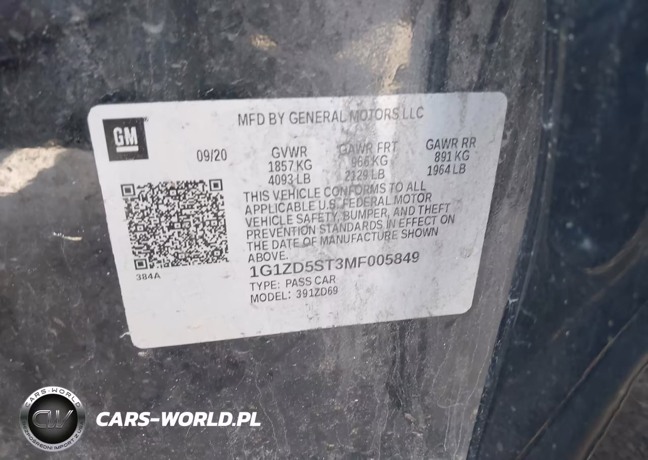 2021 Chevrolet Malibu Fwd Lt VIN:1G1ZD5ST3MF005849 - 9
