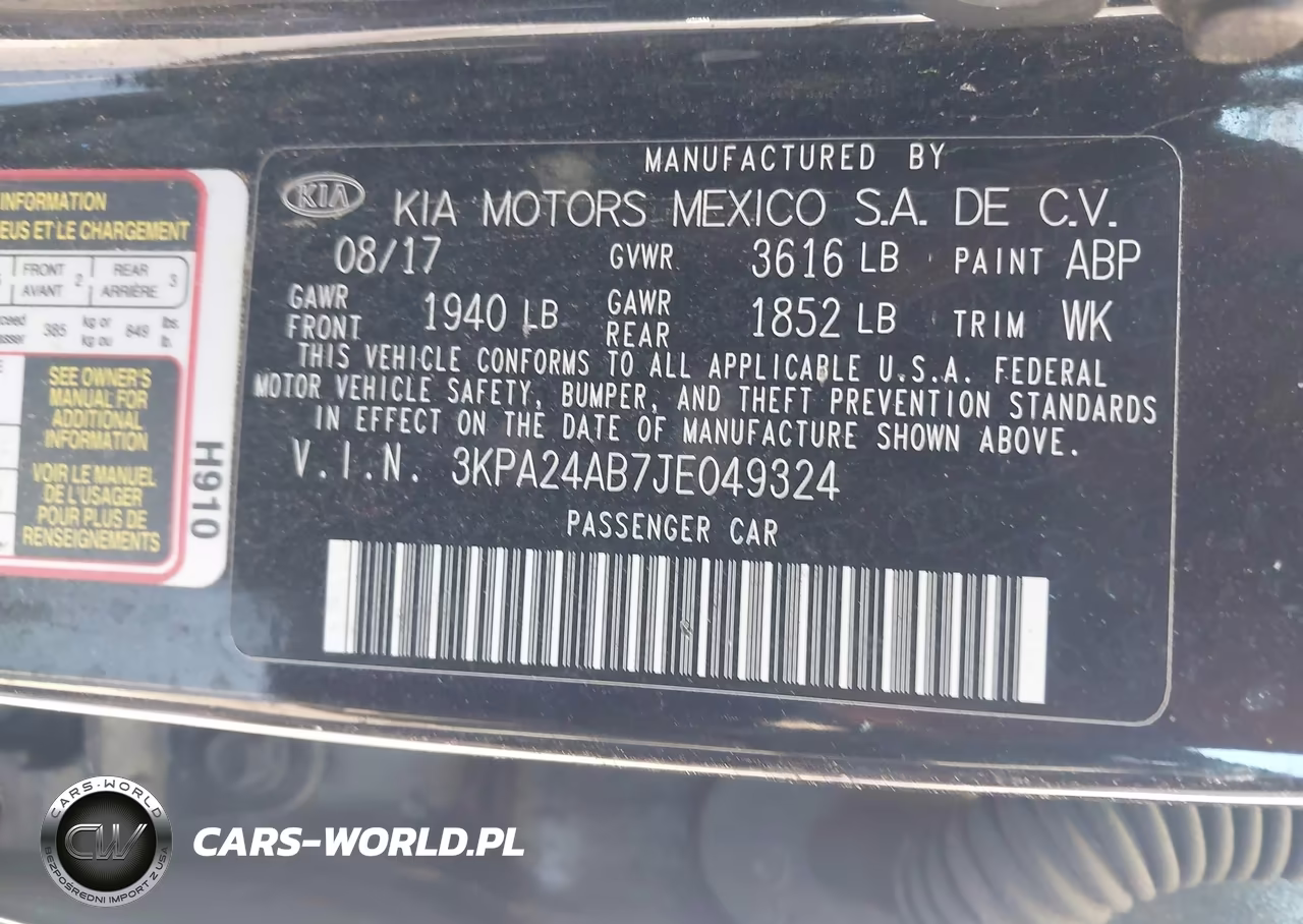 2018 Kia Rio Lx VIN:3KPA24AB7JE049324 - 9