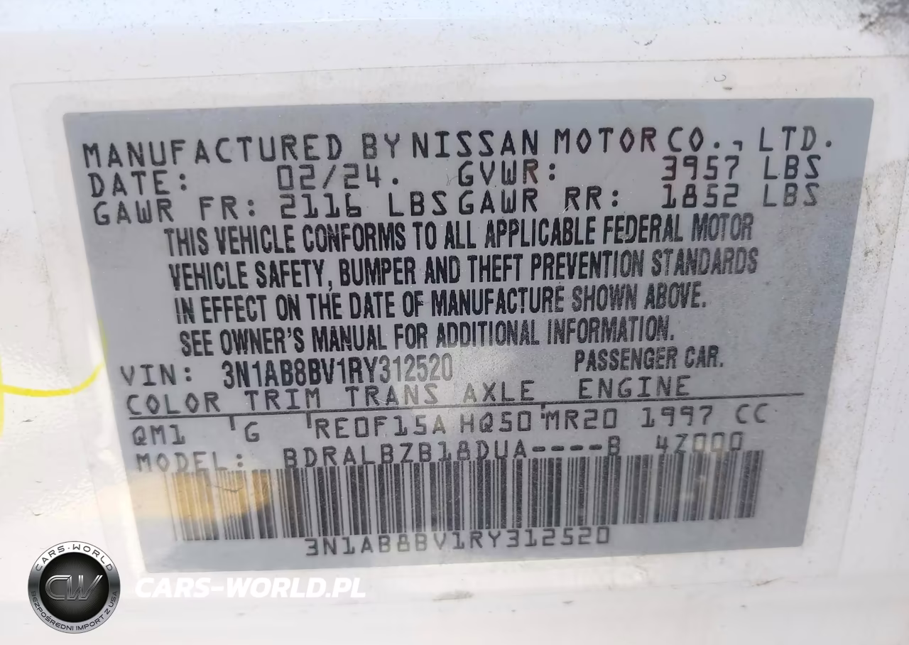 2024 Nissan Sentra S Xtronic Cvt VIN:3N1AB8BV1RY312520 - 9