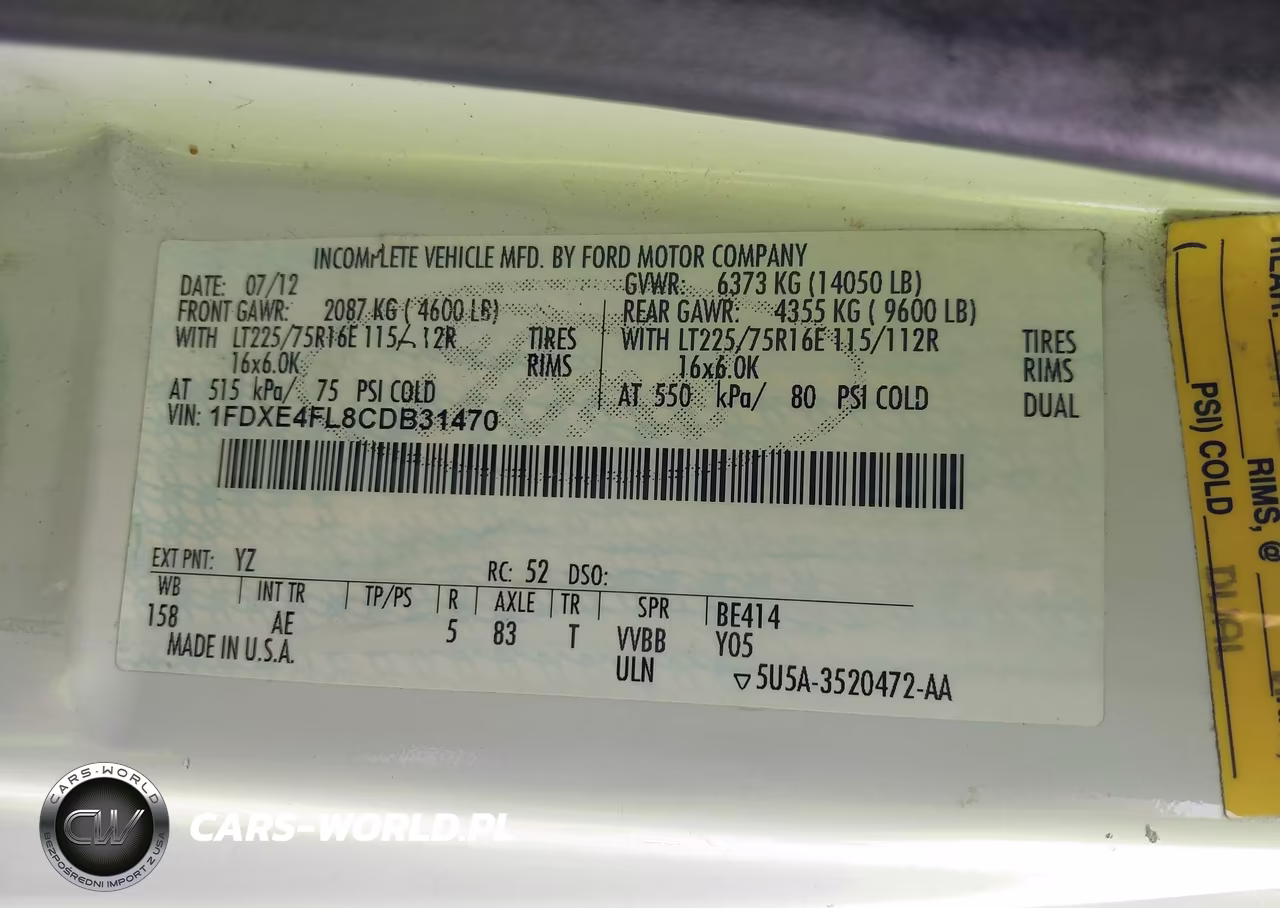 2012 Ford E-450 Cutaway VIN:1FDXE4FL8CDB31470 - 9