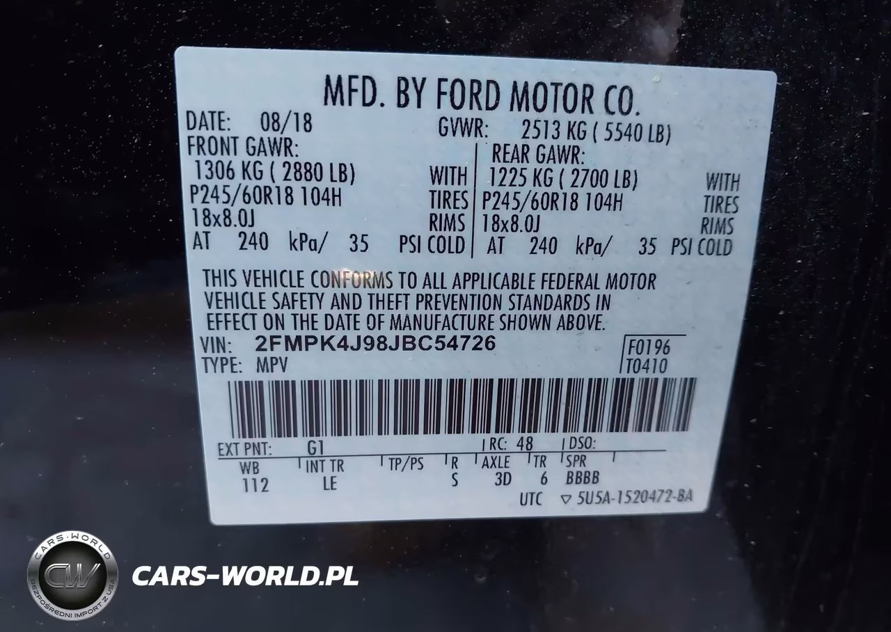2018 FORD EDGE SEL VIN:2FMPK4J98JBC54726 - 9