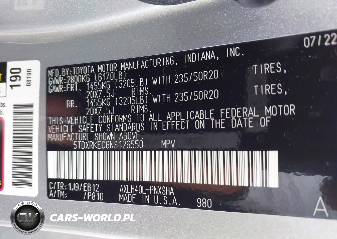 2022 Toyota Sienna Xse VIN:5TDXRKEC6NS126550 - 9