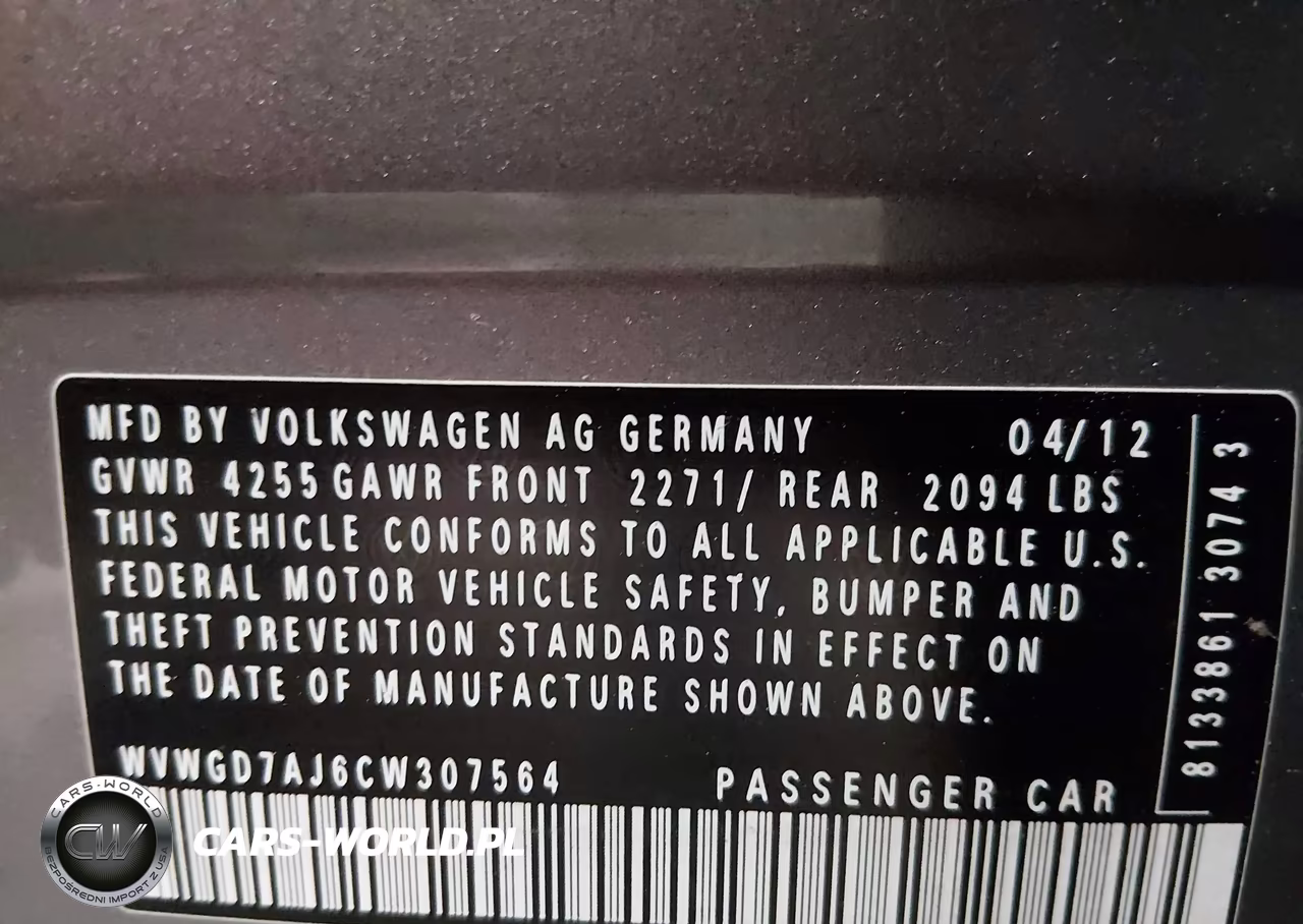 2012 Volkswagen Gti 4-Door VIN:WVWGD7AJ6CW307564 - 9