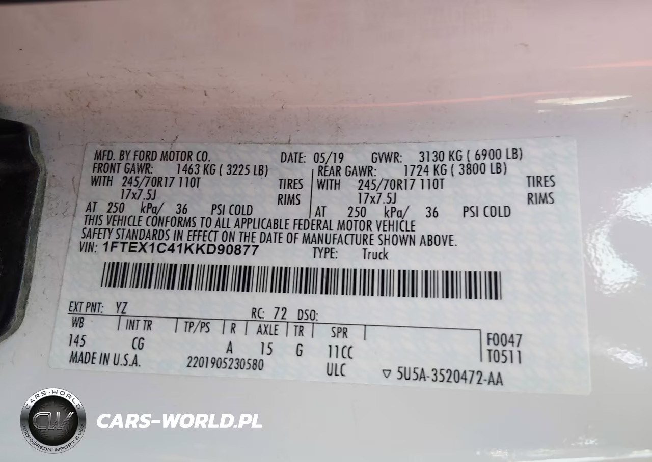 2019 Ford F-150 Xl VIN:1FTEX1C41KKD90877 - 9