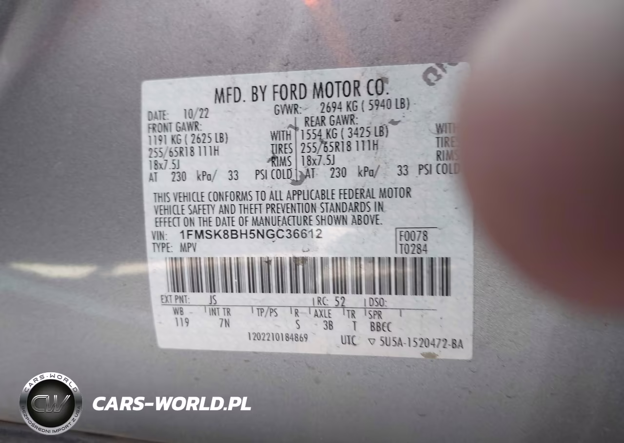 2022 Ford Explorer VIN:1FMSK8BH5NGC36612 - 9