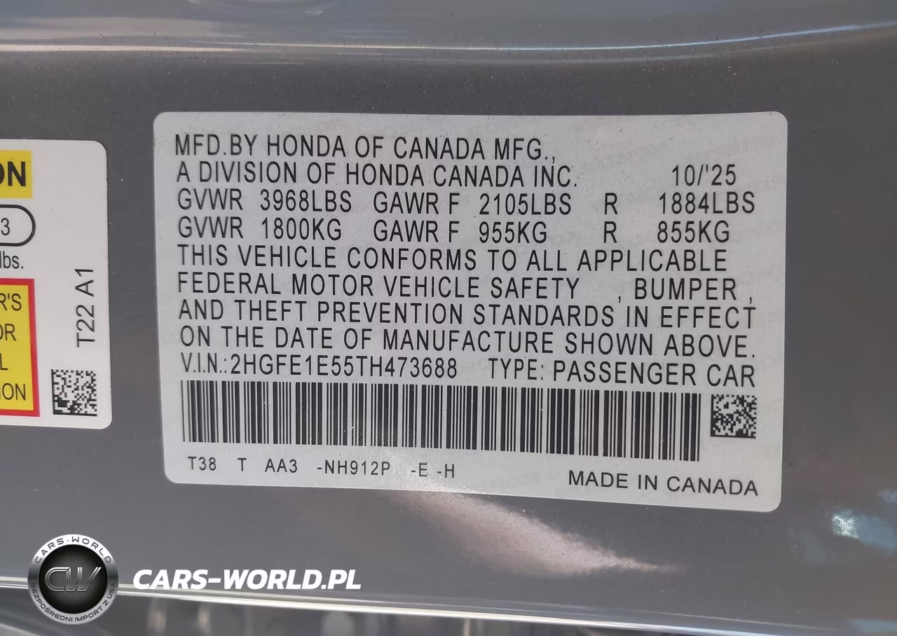 2026 Honda Civic Si Sedan VIN:2HGFE1E55TH473688 - 9