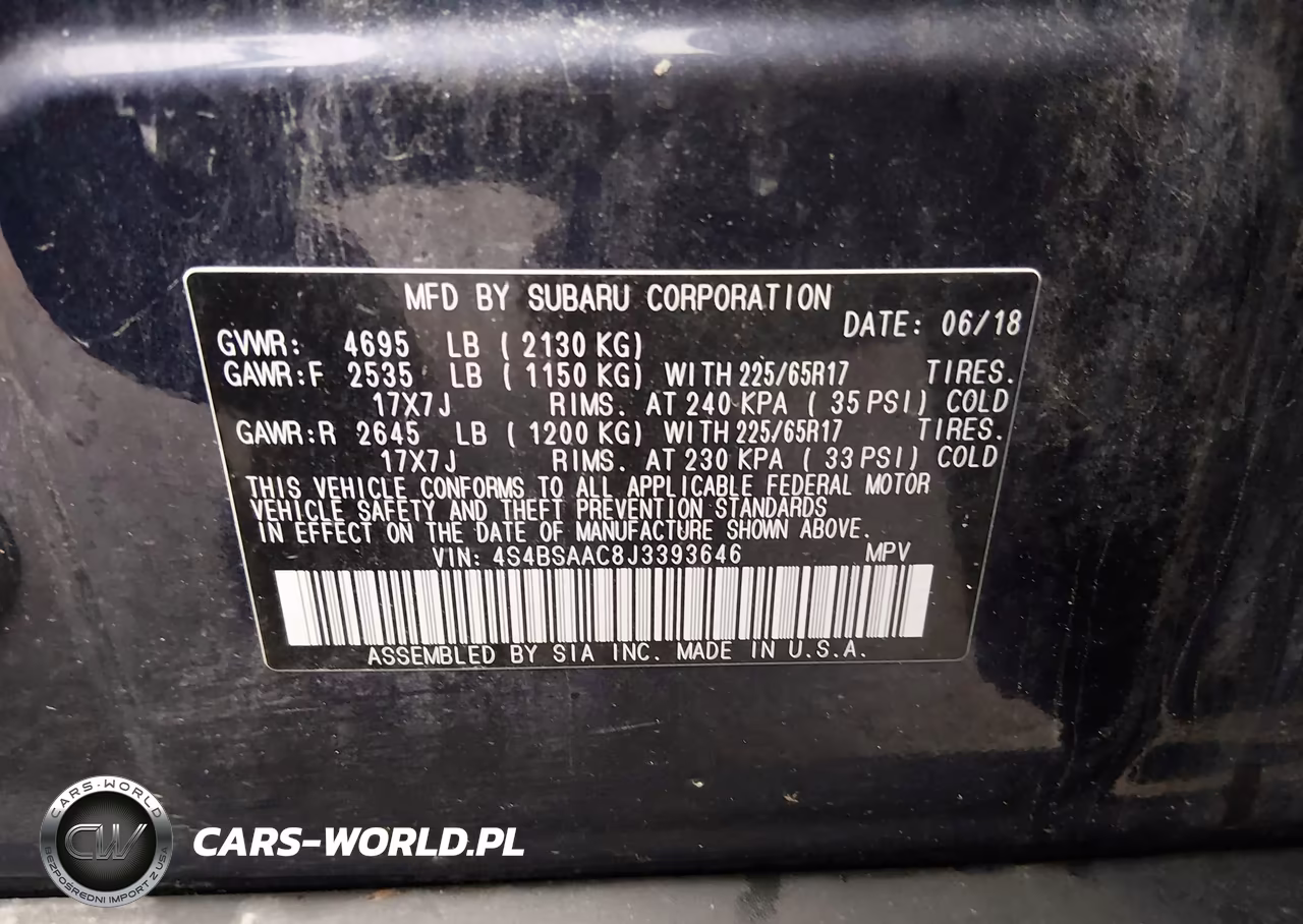 2018 Subaru Outback 2.5I VIN:4S4BSAAC8J3393646 - 9