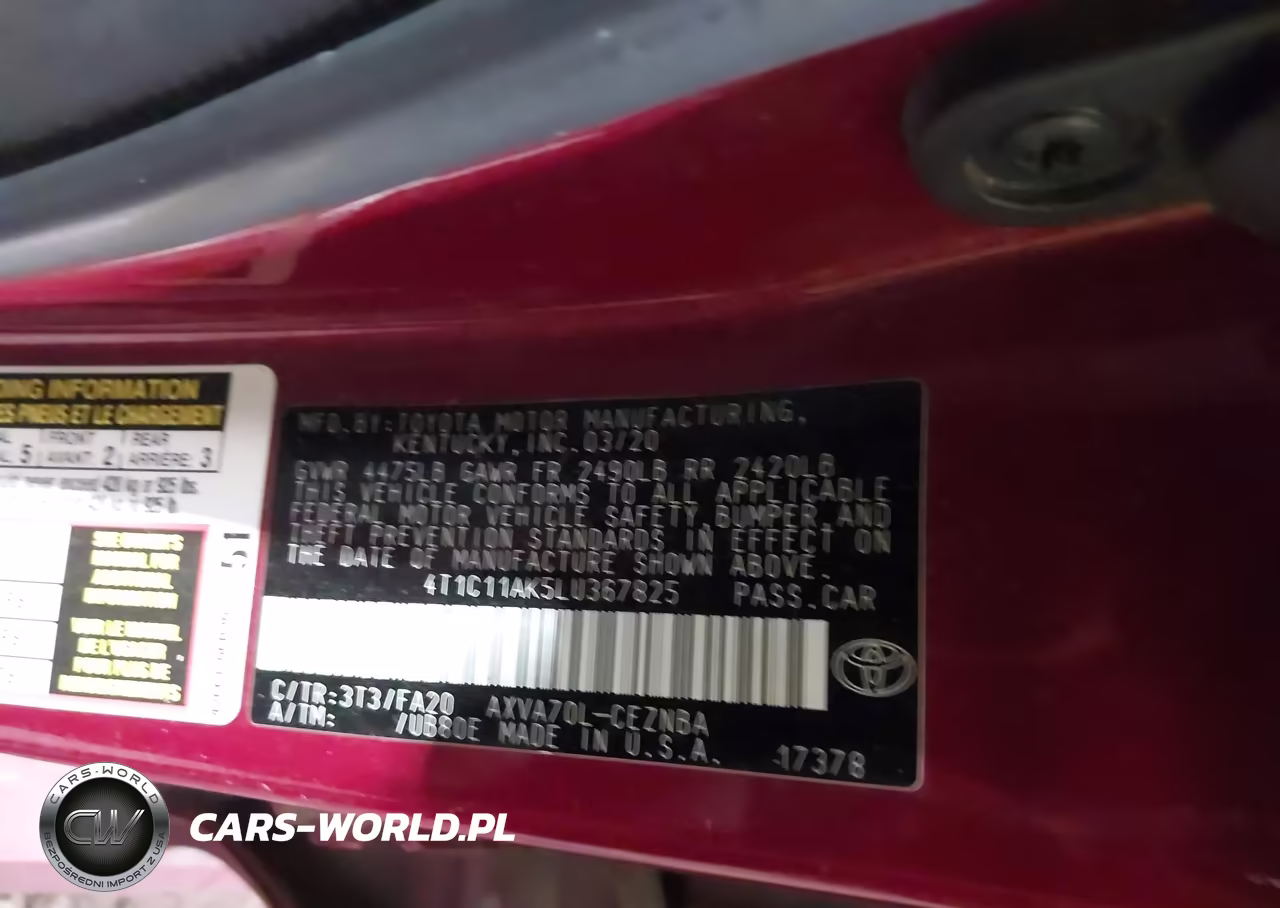2020 Toyota Camry Le VIN:4T1C11AK5LU367825 - 9