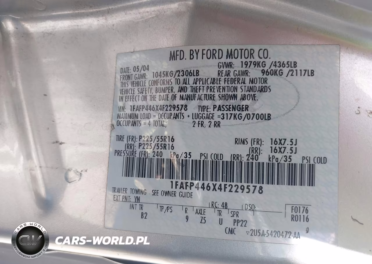 2004 Ford Mustang VIN:1FAFP446X4F229578 - 9