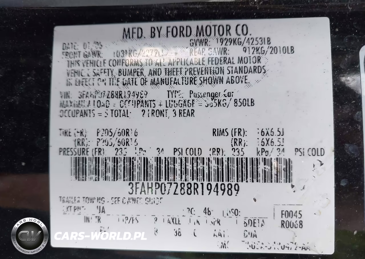 2008 Ford Fusion Se VIN:3FAHP07Z88R194989 - 9