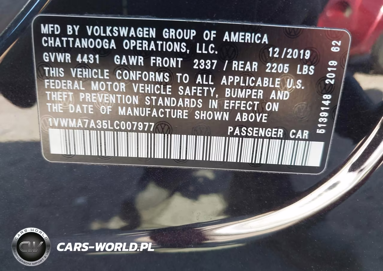 2020 Volkswagen Passat 2.0T R-Line VIN:1VWMA7A35LC007977 - 9
