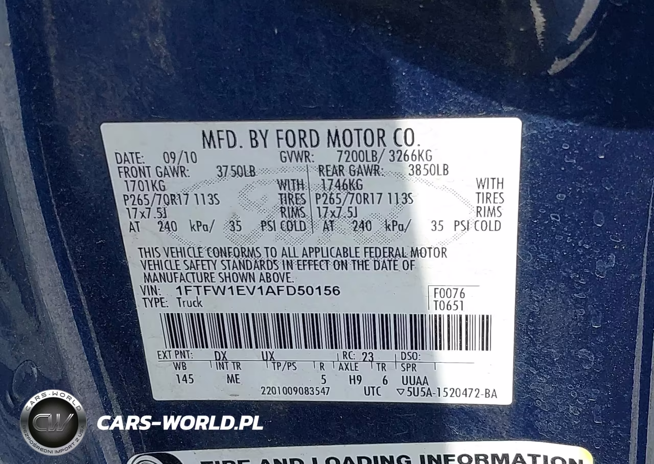 2010 Ford F-150 Fx4-Harley-Davidson-King Ranch-Lariat-Platinum-Xl-Xlt VIN:1FTFW1EV1AFD50156 - 9