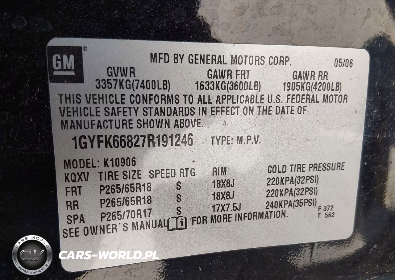 2007 Cadillac Escalade Esv Standard VIN:1GYFK66827R191246 - 9