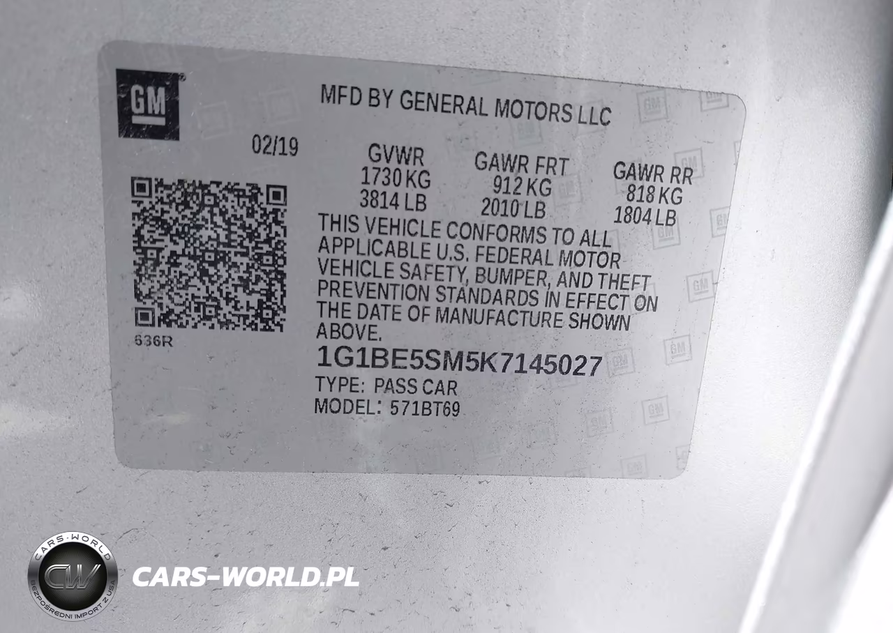 2019 Chevrolet Cruze Lt VIN:1G1BE5SM5K7145027 - 9