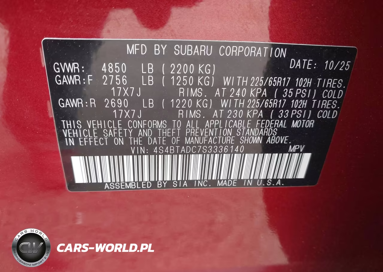 2025 Subaru Outback Premium VIN:4S4BTADC7S3336140 - 9